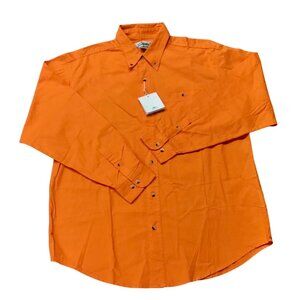 NWT Men's Tri-Mountain Orange Long Sleeve Button Down Shirt Size L